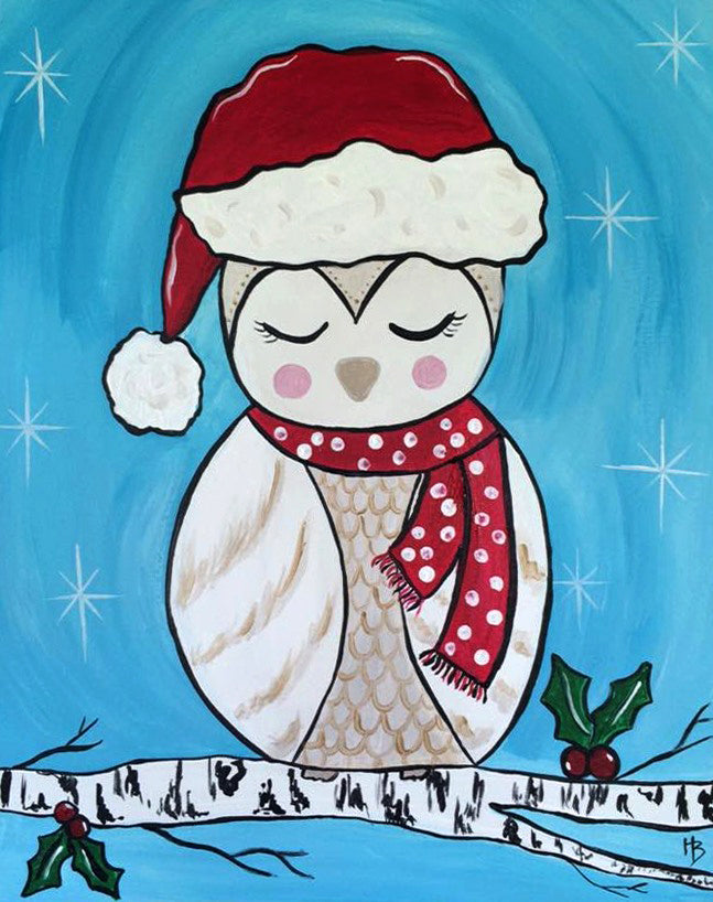 Santa Owl DIY Paint at Home Painting Kit.