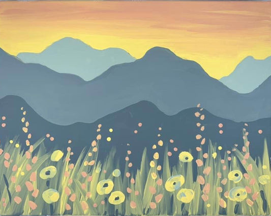 August 2nd - Spill the Beans Coffee Bar  -  Mountains and Flowers Paint Party